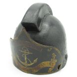 American revolutionary style leather helmet/headress for Rhode Island light Infantry