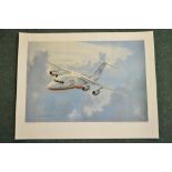 Unframed print by Mike Rondo of British Aerospace 146 QT (Quiet Trader) of TNT 61 x 47cm