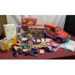 Large collection of Vintage and Modern Sindy accessories including Sindy-Space 4x4 Mountain fun