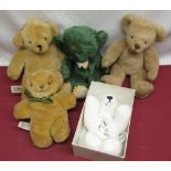 Collection of Merrythought teddy bears including a limited edition Cheeky Bear in green mohair