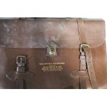 Leather briefcase with carry handles fastenings, stamped Case Navigation Dead Reckoning type A4