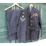 Royal Canadian Air Force sergeant's blue serge tunic with insignia and medal ribbons, and