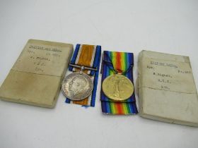 Pair of WWI medals in original boxes of issue, awarded to SPR.R. Highet M.T.C (2)