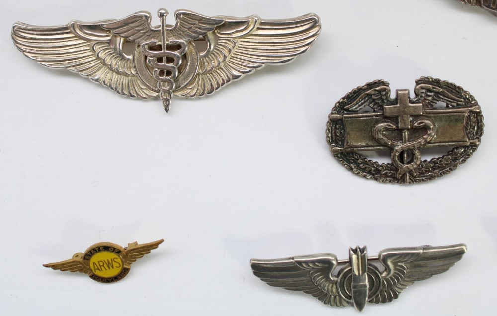 Selection of WW2 era USAF and other US military sterling silver wings including Flight Surgeons - Image 3 of 5