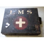 LMS railway metal First Aid box with instructions and contents including large wound dressing,