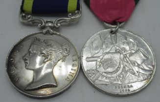 Punjab campaign medal awarded to Sepoy Gazee Khan 18th N.J and Crimea medal