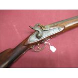 C19th Indian percussion cap musket with 38 1/2" barrel, steel ramrod, half stocked, with brass