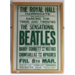 A Beatles Poster for the Royal Hall in Harrogate, Friday 8th of March 1963. Green lettering on paper
