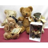 Collection of Merrythought teddy bears including Ironbridge George Limited Edition 100/100, Claude