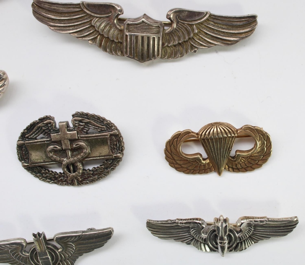 Selection of WW2 era USAF and other US military sterling silver wings including Flight Surgeons - Image 4 of 5