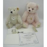 Steiff England's Rose teddy bear in pink mohair with 18ct plated necklace with Swarovski crystal,