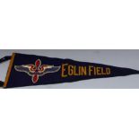 WW2 period felt USAAF props and wings design pennant for Elgin Field Air base