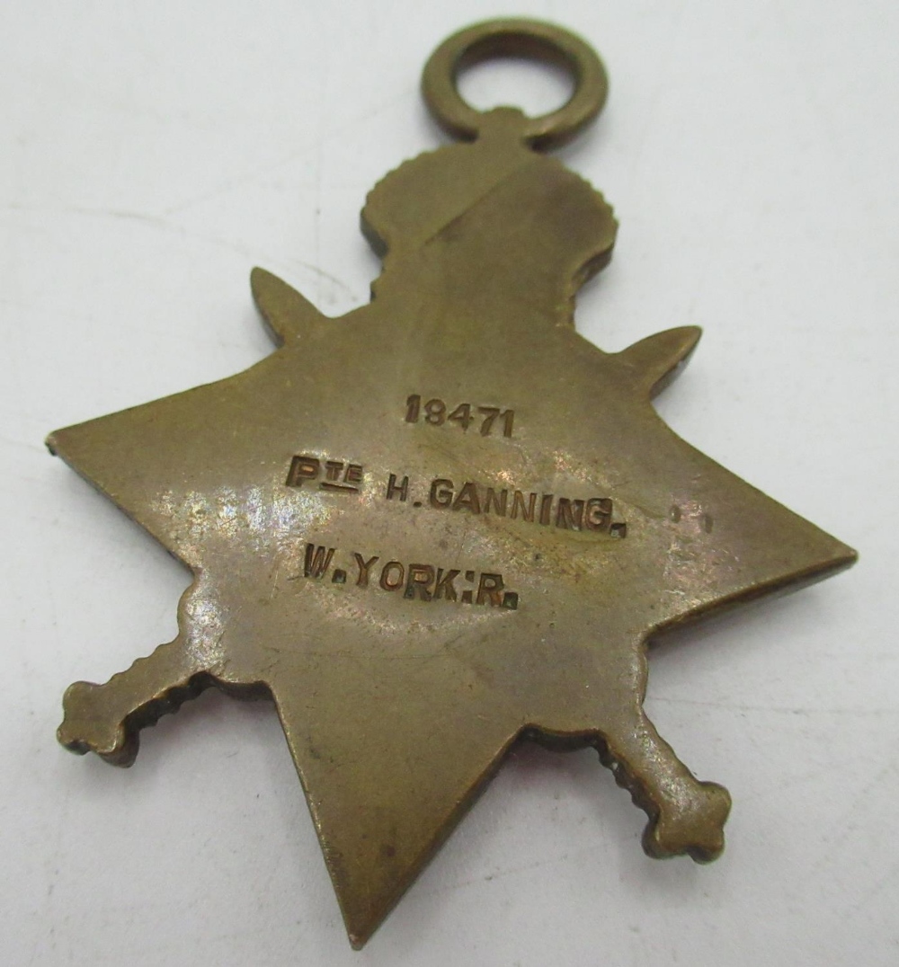 1914 - 15 Star, awarded to 18471 Pte. H. Ganning W. York .R - Image 2 of 2