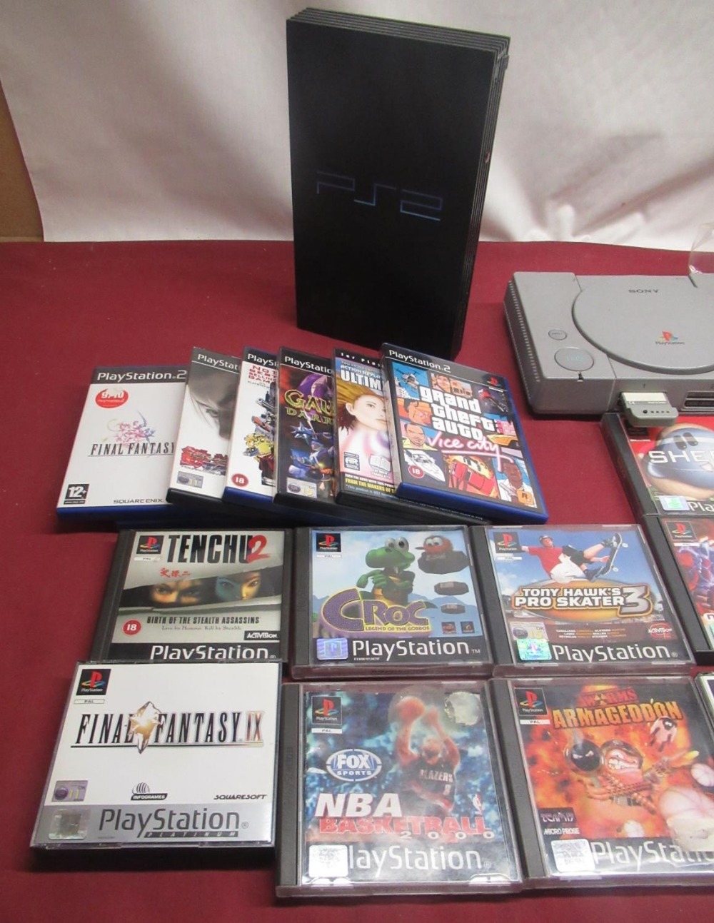 Playstation and PS2 consoles with games and controllers - Image 2 of 4