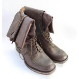 Pair of WW2 era leather dispatch riders style boots, size 9