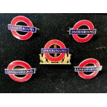 London Underground enamel yellow metal surround cap badge W54mm, four London Underground cap