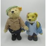 Steiff Nora Batty bear in golden mohair, H25cm, and Steiff Compo bear H25cm (2)