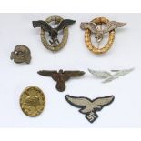 Selection of WW2 German Third Reich badges, including two Luftwaffe Pilots or Pilots/Observers