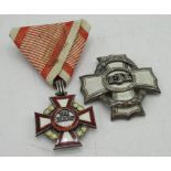 Austria Hungary enamel Merit Cross medal and similar enamel and white metal Civil Merit Cross breast