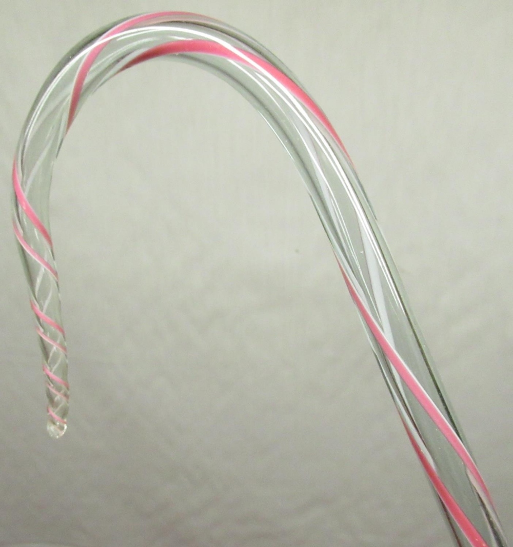 Two late Victorian souvenir walking canes with pink and white candy cane twist decoration, L95cm and - Image 2 of 2
