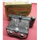 Coronet 3 dimensional camera in paint splatter finish with original box