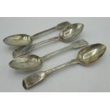 Set of four Geo.IV hallmarked sterling silver desert spoons initialled J.H.W, London, 1824 and 1827,