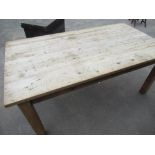 Reclaimed pine table with scrubbed plank top on square legs W183cm D99cm H77cm