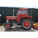 First registered 1972, Massey Ferguson 135 diesel, colour red with winsome cab and roll bar, 1 key