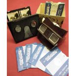 Vintage Bakelite Viewmaster viewer with a selection of various reels including Lake Lucerne