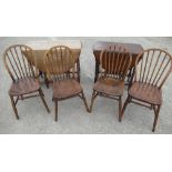 Two C20th oak drop leaf dining tables, both with D shaped leaves on barley twist supports, W88cm