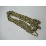 Flat curb link gold Muff/guard chain with single swivel clip, L160cm (tested to 9ct gold) 27.4g