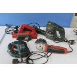 Hand held power tools including Bosch PFZ550 reciprocating saw, unbranded planer etc (4)