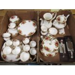 Royal Albert "Old Country Roses" tea and coffee service comprising tea pot, coffee pot, cake stand