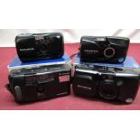 Various Olympus cameras including MJU Zoom, MJU II, AF10 Super, etc