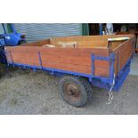 Large Leyland tipping trailer, single axle with hydraulic lift (A/F). Timber in good condition. L