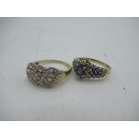 Hallmarked 9ct yellow gold diamond and sapphire ring stamped DIA .13 size M, together with a 9ct