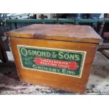 Osmond & Sons of Grimsby, England "Lincolnshire" pine medicine chest, with hinged lid, W34cm D24cm
