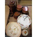 Two Hornsea Heirloom kitchen storage jars, and a coffee pot, Crown Devon bowl etc