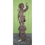 Carved wood statue of cherub (A/F) H3ft 6"