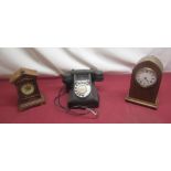 Black telephone,French mantle clock and other clock