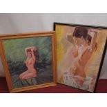 Pair of female nude studies, both oil on board, one signed Ballarion Louise, the other signed