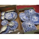 Copeland Spode's Italian blue and white dinner and tea service comprising of six cups and saucers,