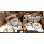 Large selection of Portmerion botanic garden ceramics including cups, saucers, dinner plates, soup