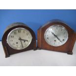 Victorian black slate mantel clock with circular Roman dial, twin train movement striking the half