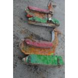 2 vintage wooden ride on carousel Geese/Ducks, A/F