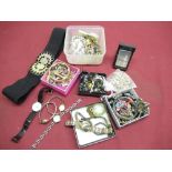 Collection of costume jewellery including necklaces, bracelets, rings and an Art Deco style belt and