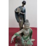 Late 1980s painted plaster figure of a Geshia girl signed Gatutei H68cm, and a painted carved
