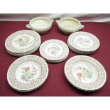 Collection of Crown Ducal Knutsford hand coloured ceramics including plates, side plates, tureens