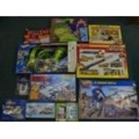 Large collection of board games, construction sets, Hot Wheels, Battleships, a simple radio