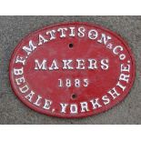 Genuine Mattesons of Bedale, Yorkshire, 1885 29cm across.